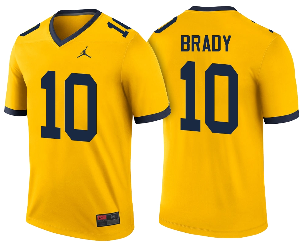 Tom Brady Michigan Wolverines Men's NCAA #10 Maize Game Player Color Rush Performance College Stitched Football Jersey KWZ5354IF